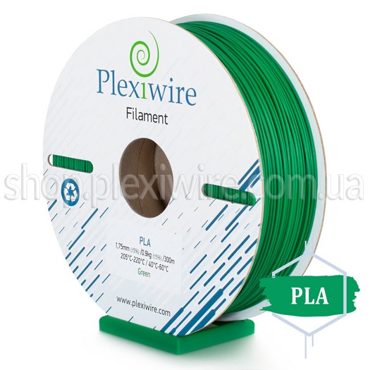 PLA пластик для 3D принтера зелений 300м / 0.9кг / 1.75мм